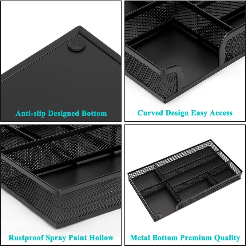 EsOfficce Drawer Organizer, Desk Organizer, Black Metal Mesh Drawer, Desk Drawer Organizer for Home Office and School,11.02X 6.10 X 1.38 Inch,Black - Image 3